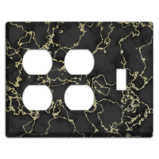 Black and Gold Marble Shatter 2 Duplex / Toggle Wallplate