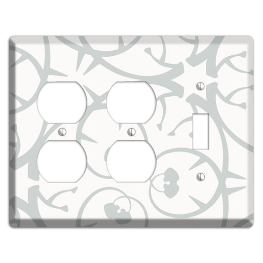 White with Grey Abstract Swirl 2 Duplex / Toggle Wallplate
