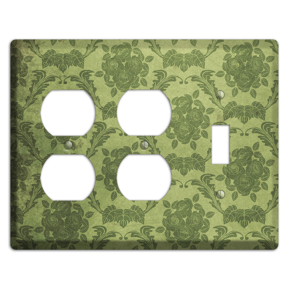 Green Smoke Vintage Rose Damask 2 Duplex / Toggle Wallplate