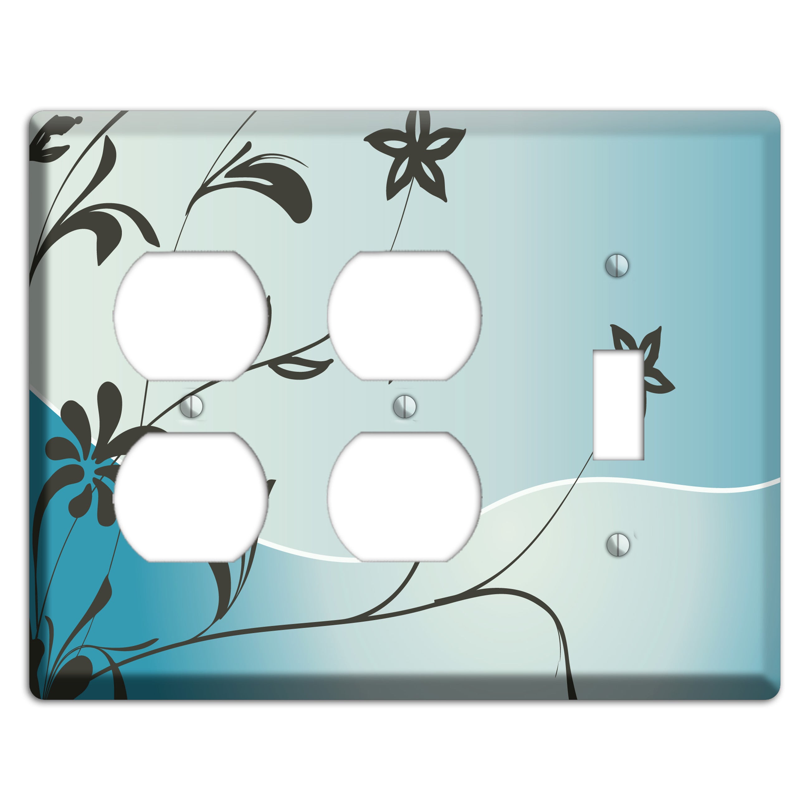 Blue-grey Flowers 2 Duplex / Toggle Wallplate