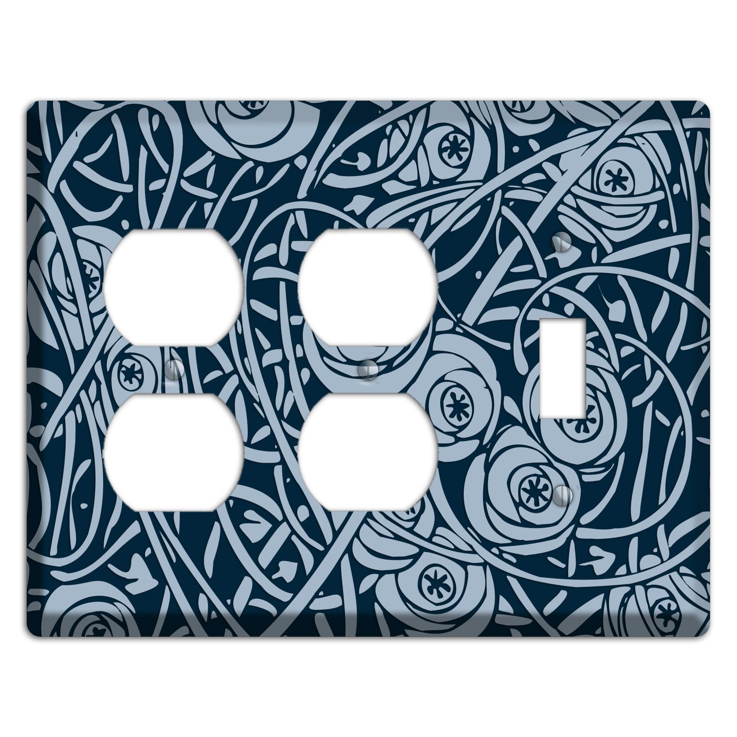 Navy Abstract Floral 2 Duplex / Toggle Wallplate