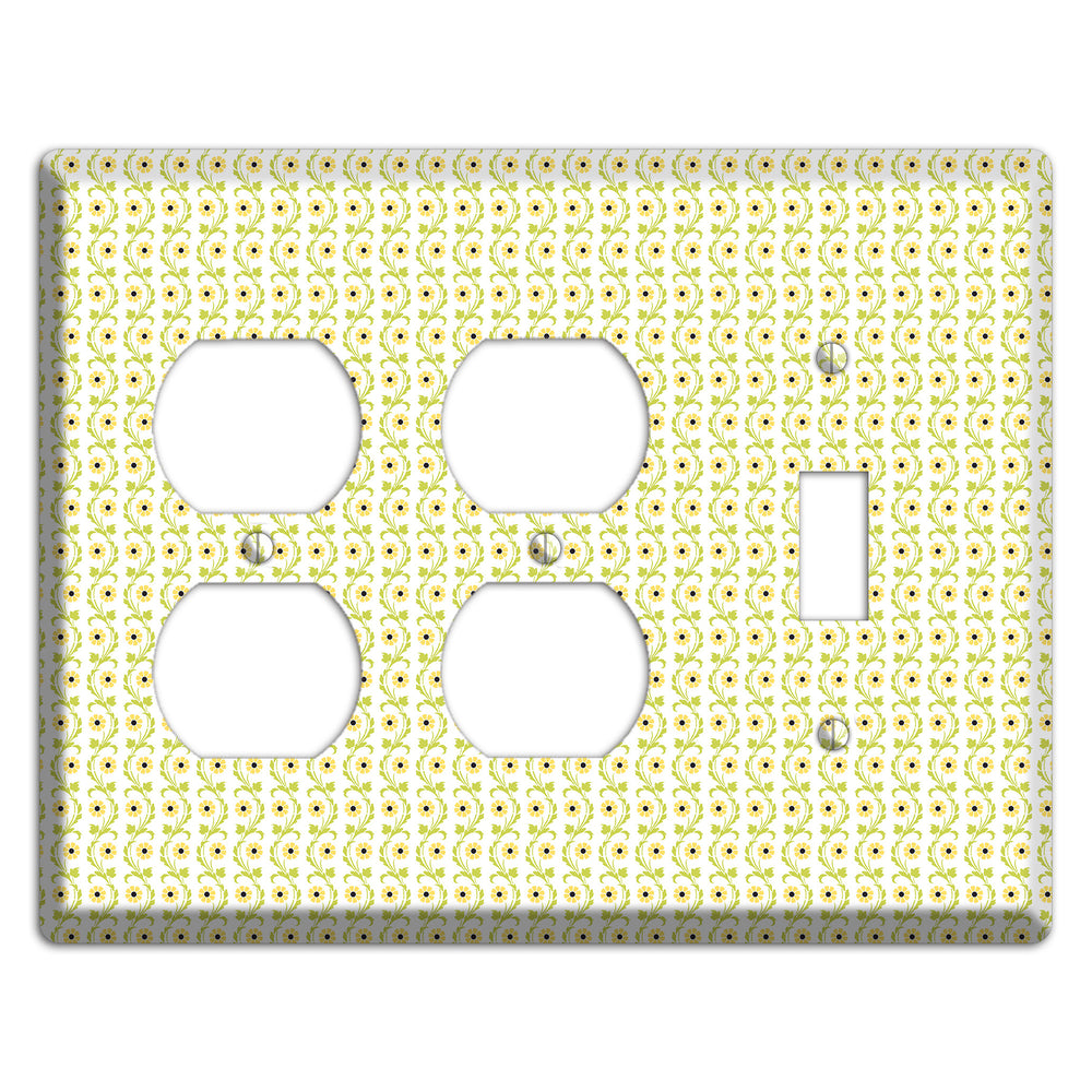 Tiny Yellow and Green Retro Sprig 2 Duplex / Toggle Wallplate