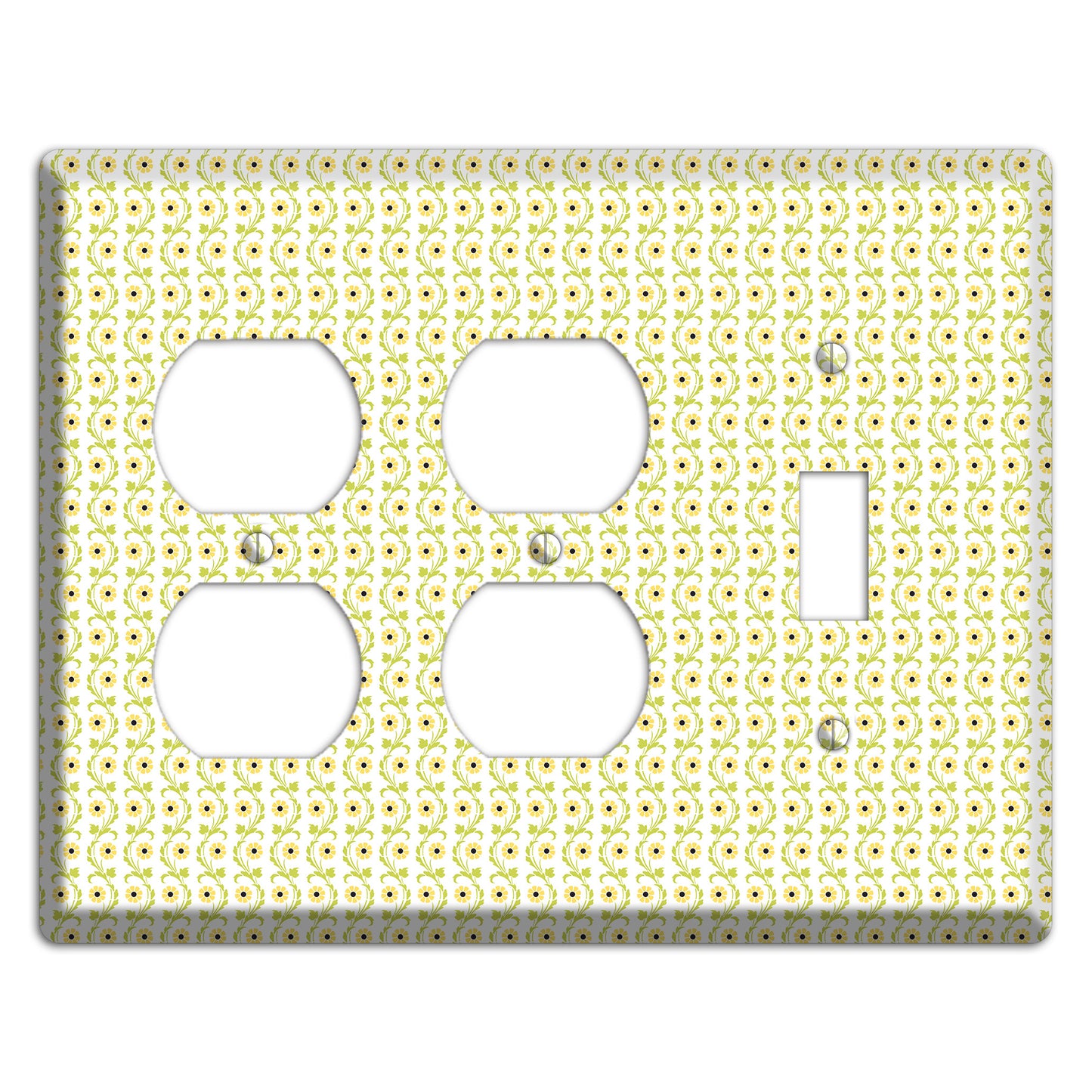 Tiny Yellow and Green Retro Sprig 2 Duplex / Toggle Wallplate