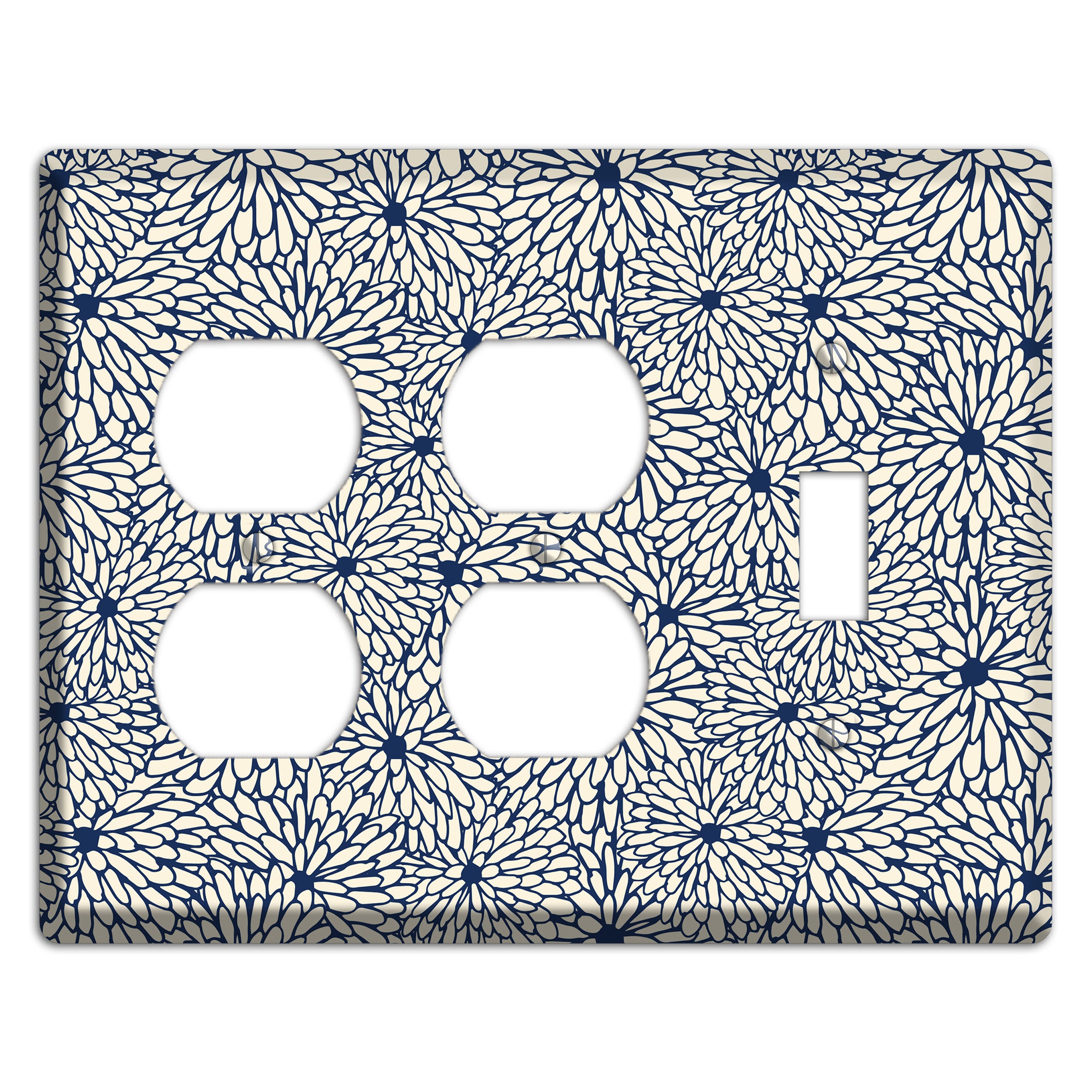 Beige Floral Burst 2 Duplex / Toggle Wallplate