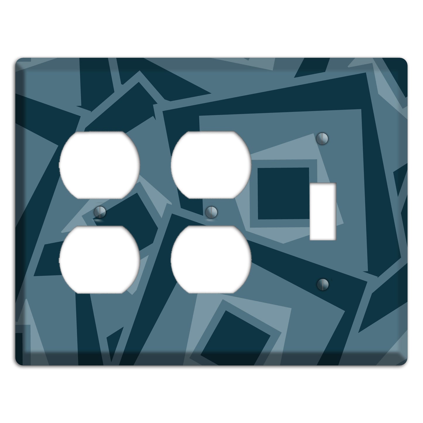 Blue-grey Retro Cubist 2 Duplex / Toggle Wallplate