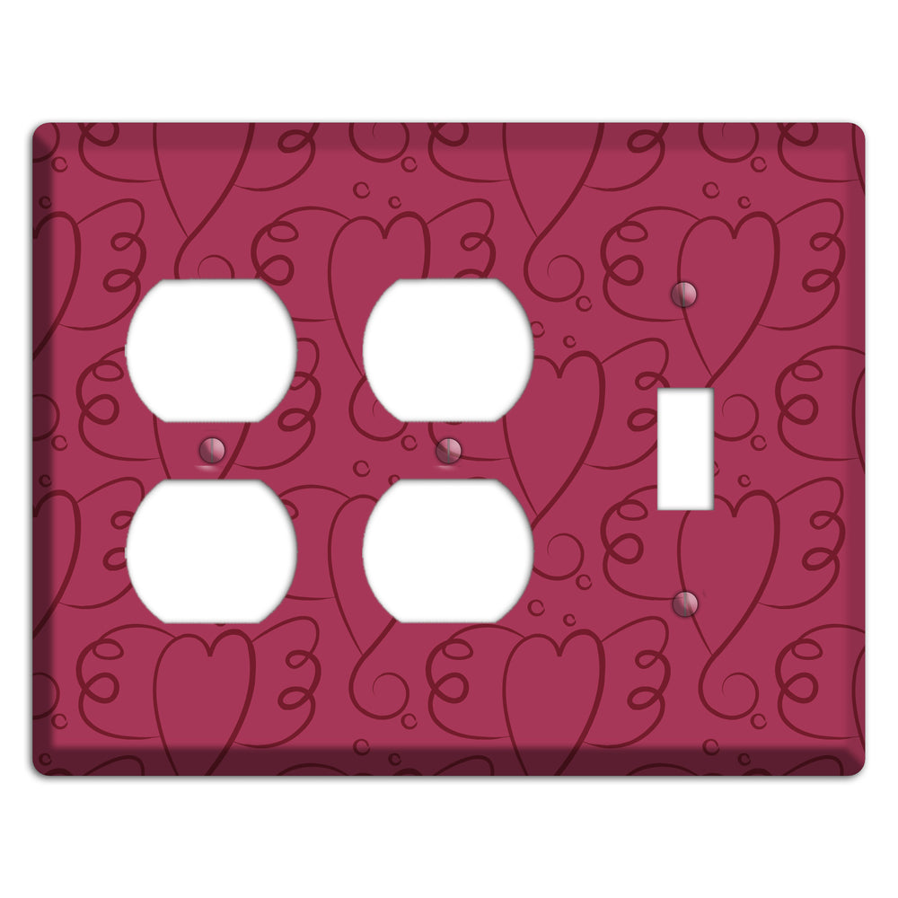 Fuschia Winged Hearts 2 Duplex / Toggle Wallplate