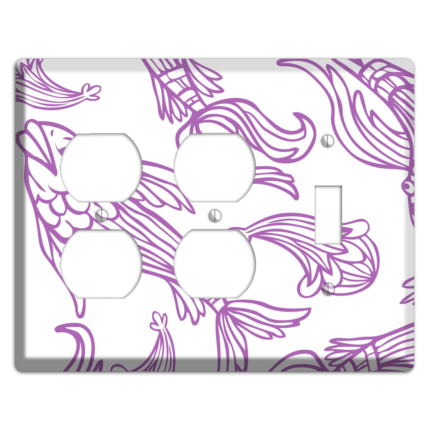 Purple and White Koi 2 Duplex / Toggle Wallplate