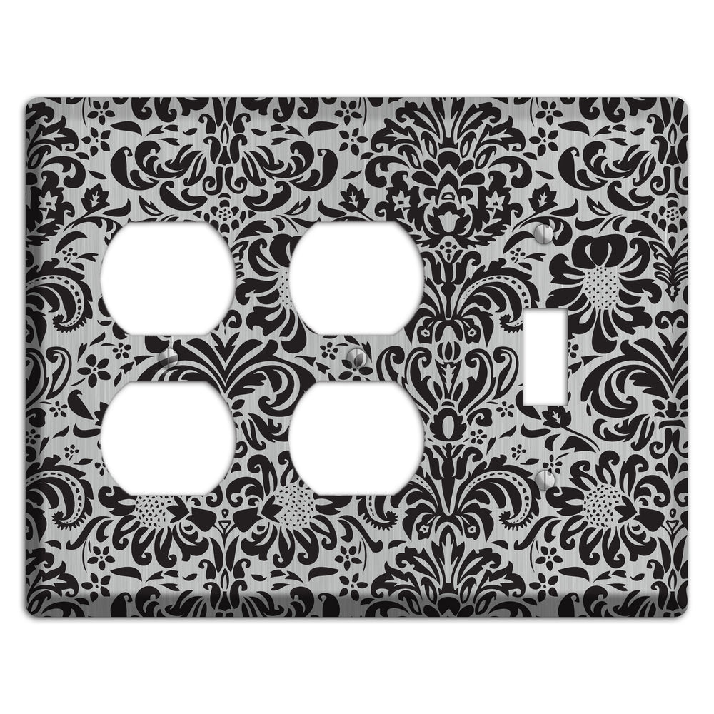 Black Toile Stainless Steel 2 Duplex / Toggle Wallplate