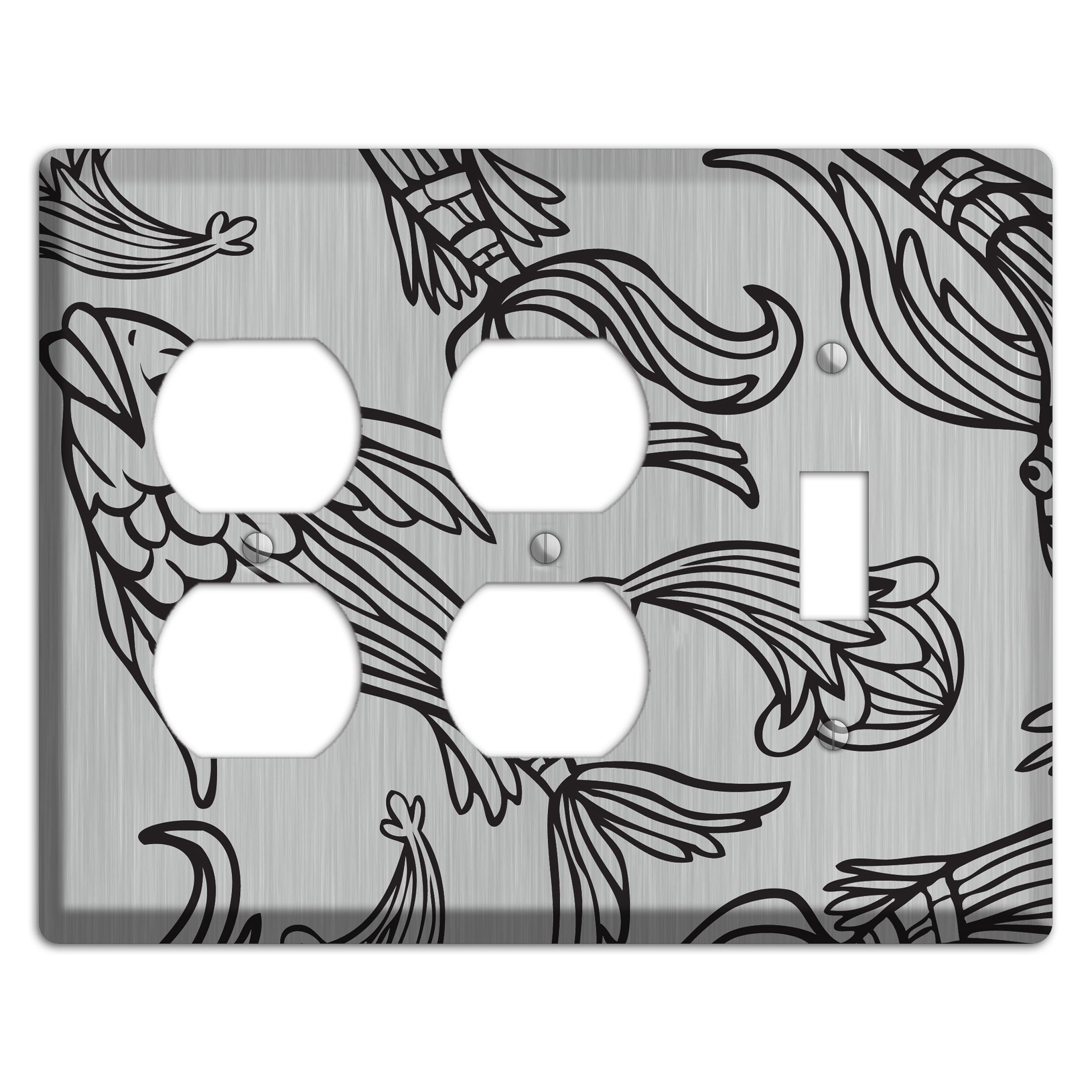 Black Koi  Stainless 2 Duplex / Toggle Wallplate