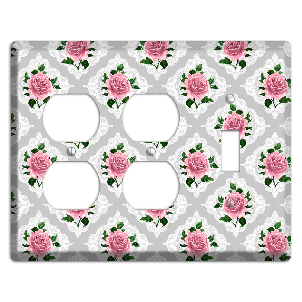 Gray Rose Doily 2 Duplex / Toggle Wallplate