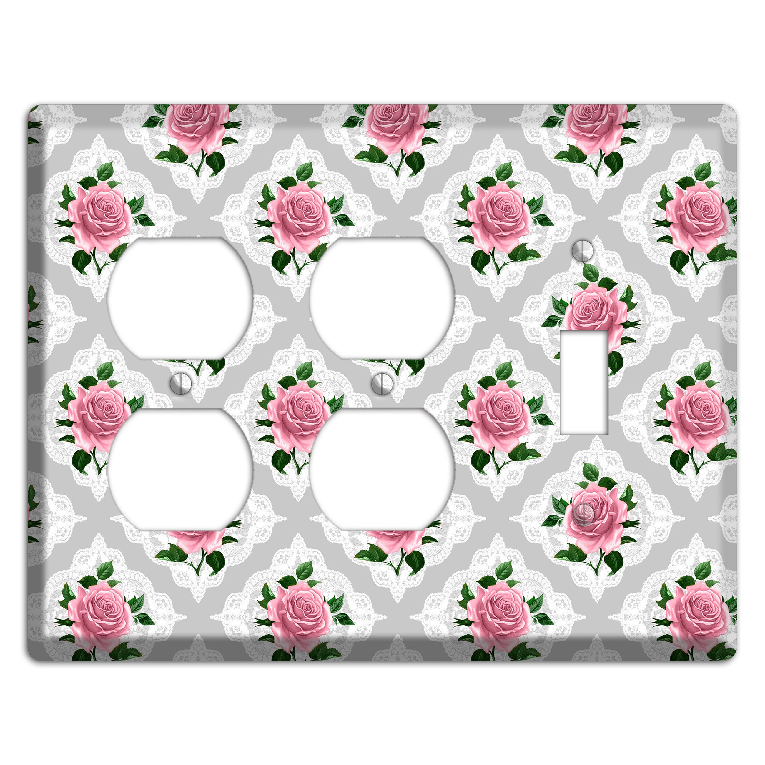 Gray Rose Doily 2 Duplex / Toggle Wallplate