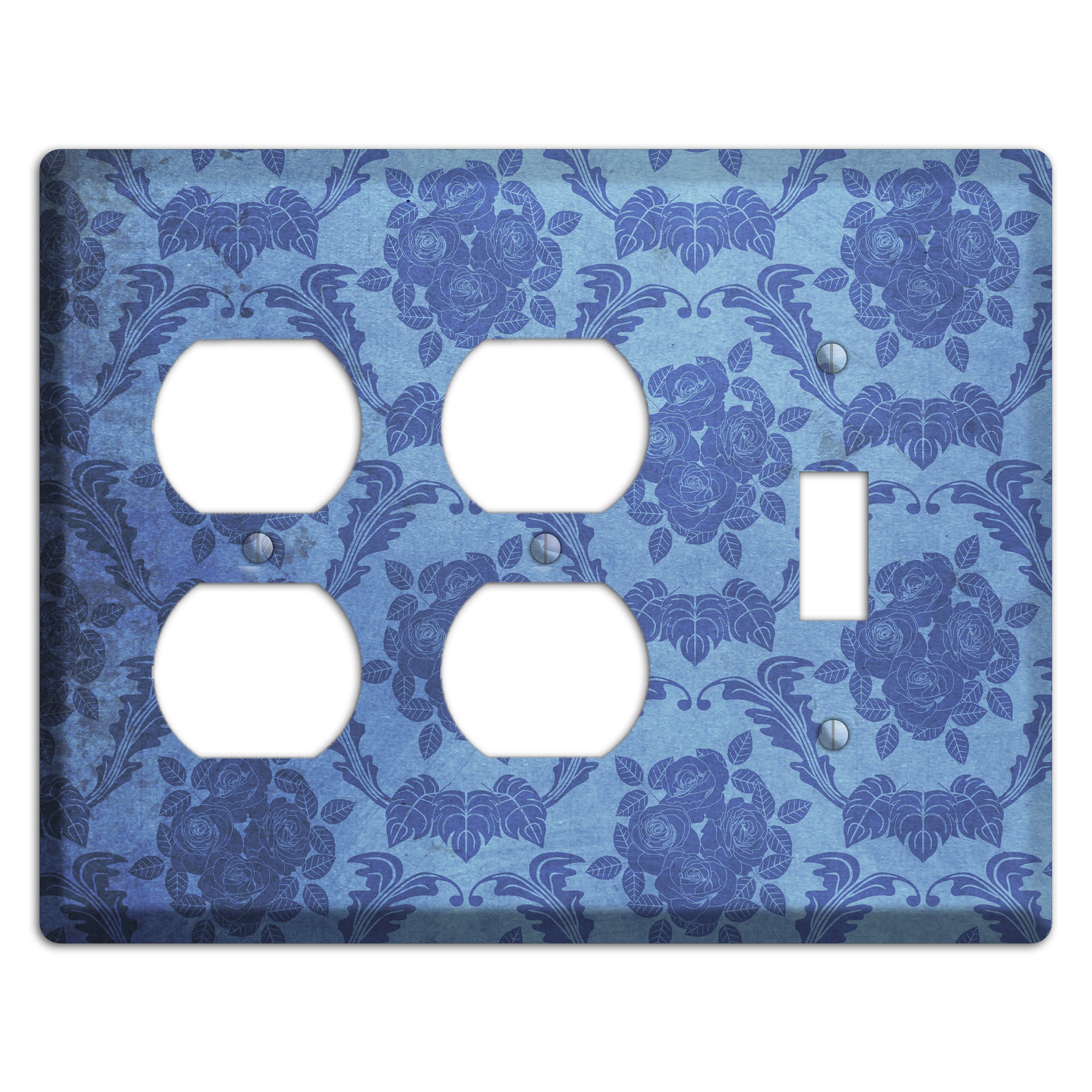Polo Blue Vintage Rose Damask 2 Duplex / Toggle Wallplate