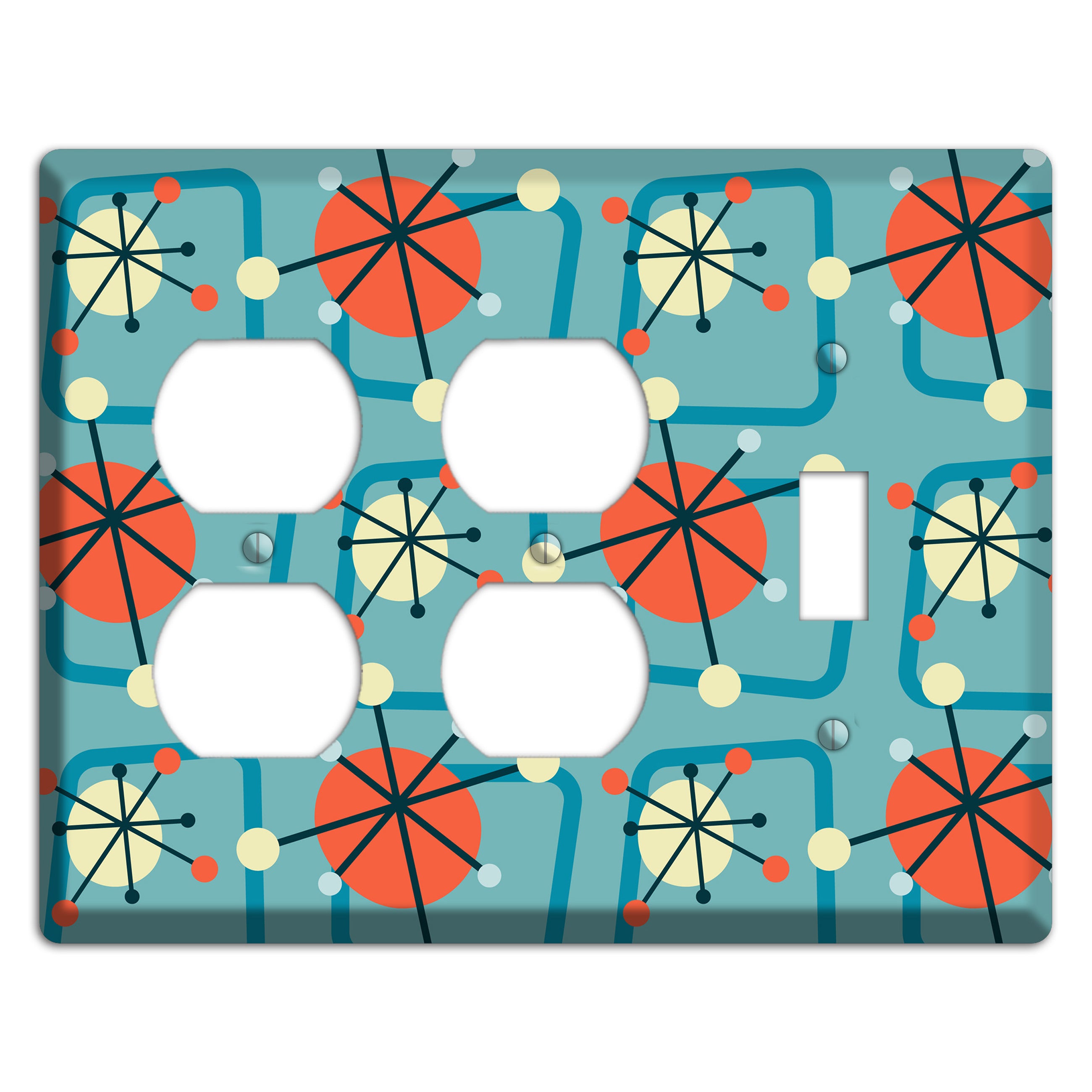 Orange Atomic Burst 2 Duplex / Toggle Wallplate