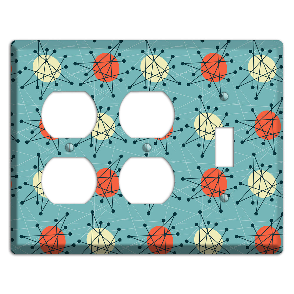 Orange And Yellow Atomic Burst 2 Duplex / Toggle Wallplate