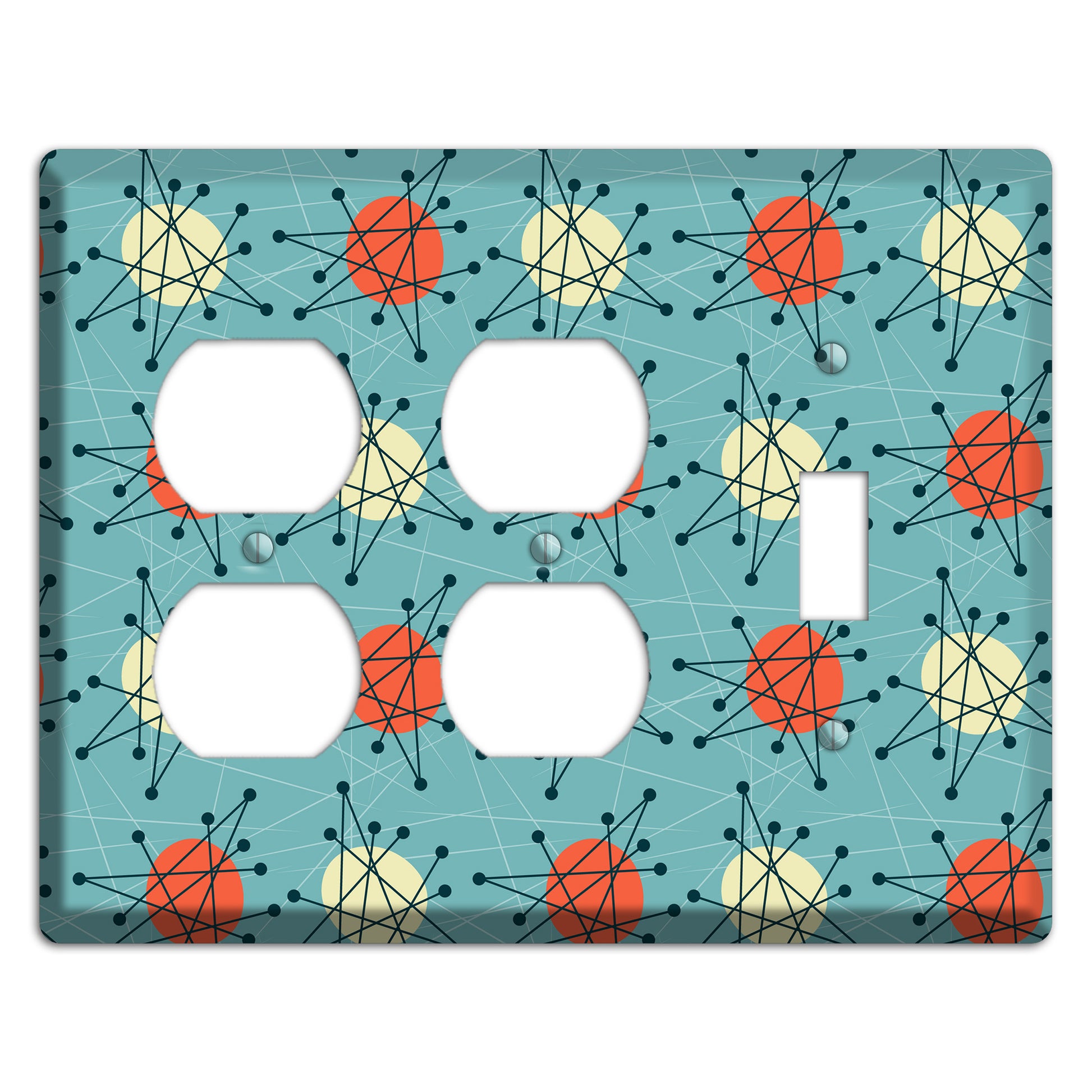 Orange And Yellow Atomic Burst 2 Duplex / Toggle Wallplate