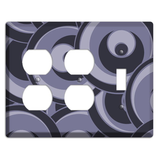 Black and Purple-grey Deco Circles 2 Duplex / Toggle Wallplate