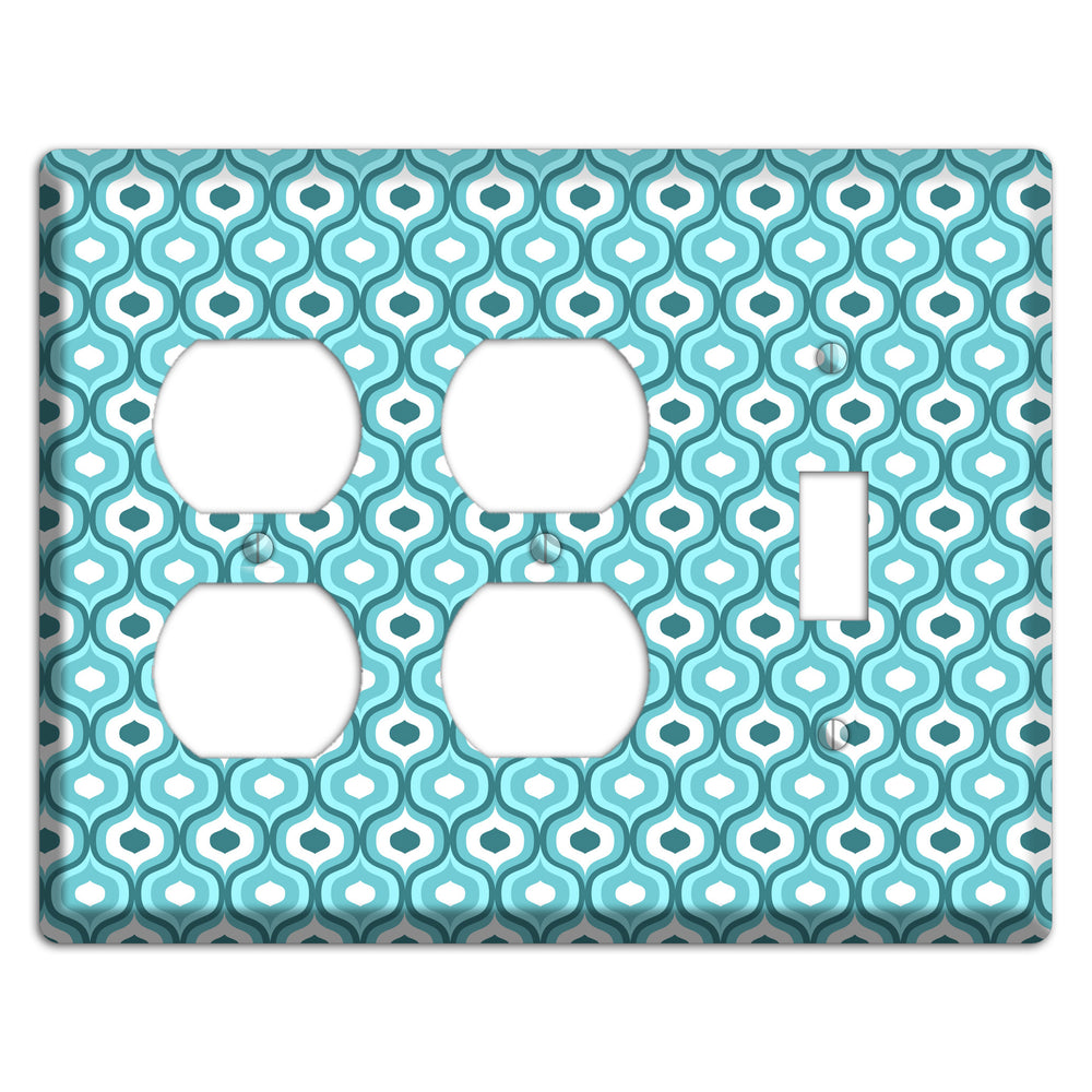 Multi Turquoise Double Scallop 2 Duplex / Toggle Wallplate