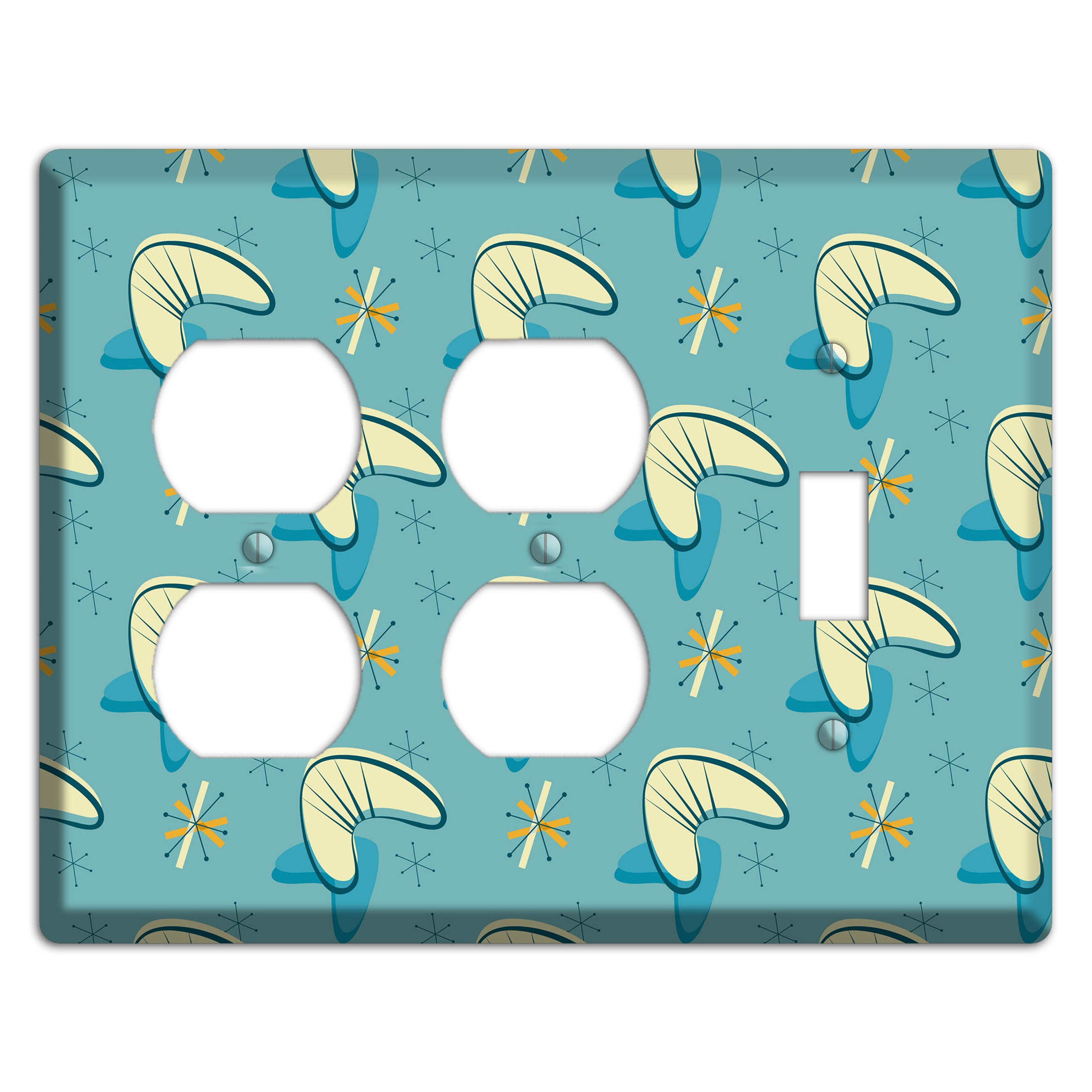Yellow and Blue Boomerang 2 Duplex / Toggle Wallplate
