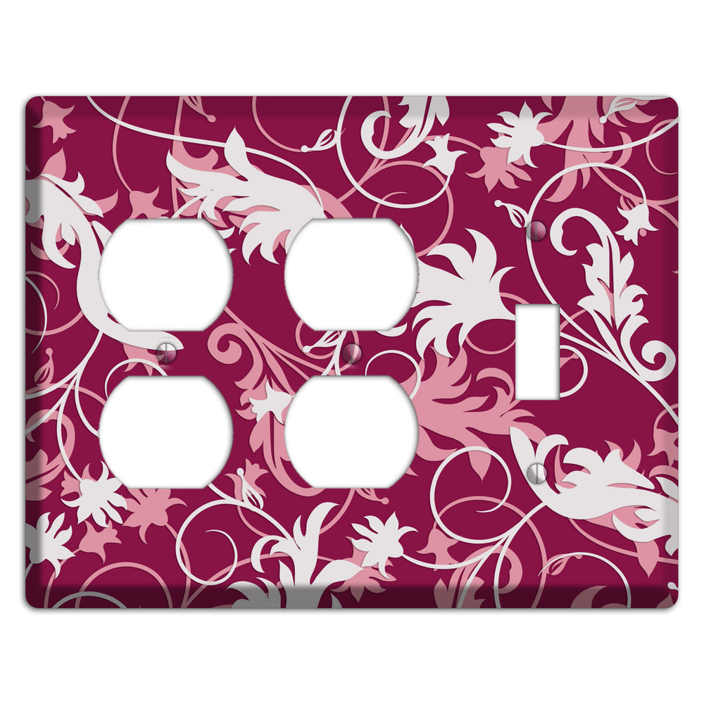 Fuschia and Pink Victorian Sprig 2 Duplex / Toggle Wallplate