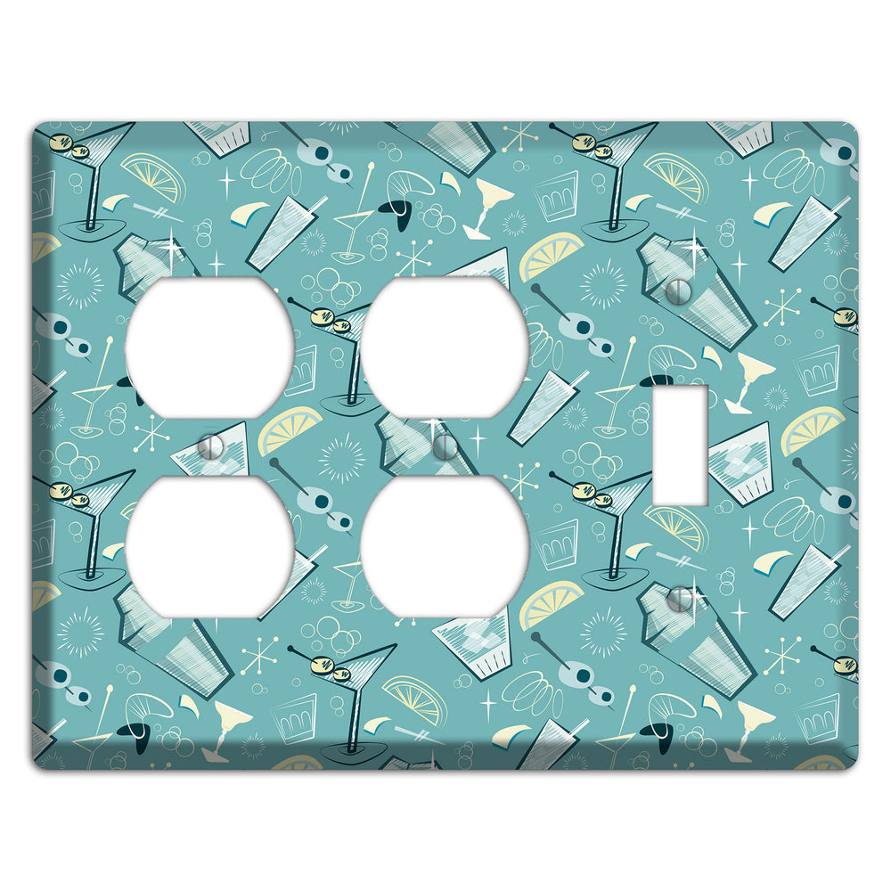 Retro Cocktails Teal 2 Duplex / Toggle Wallplate