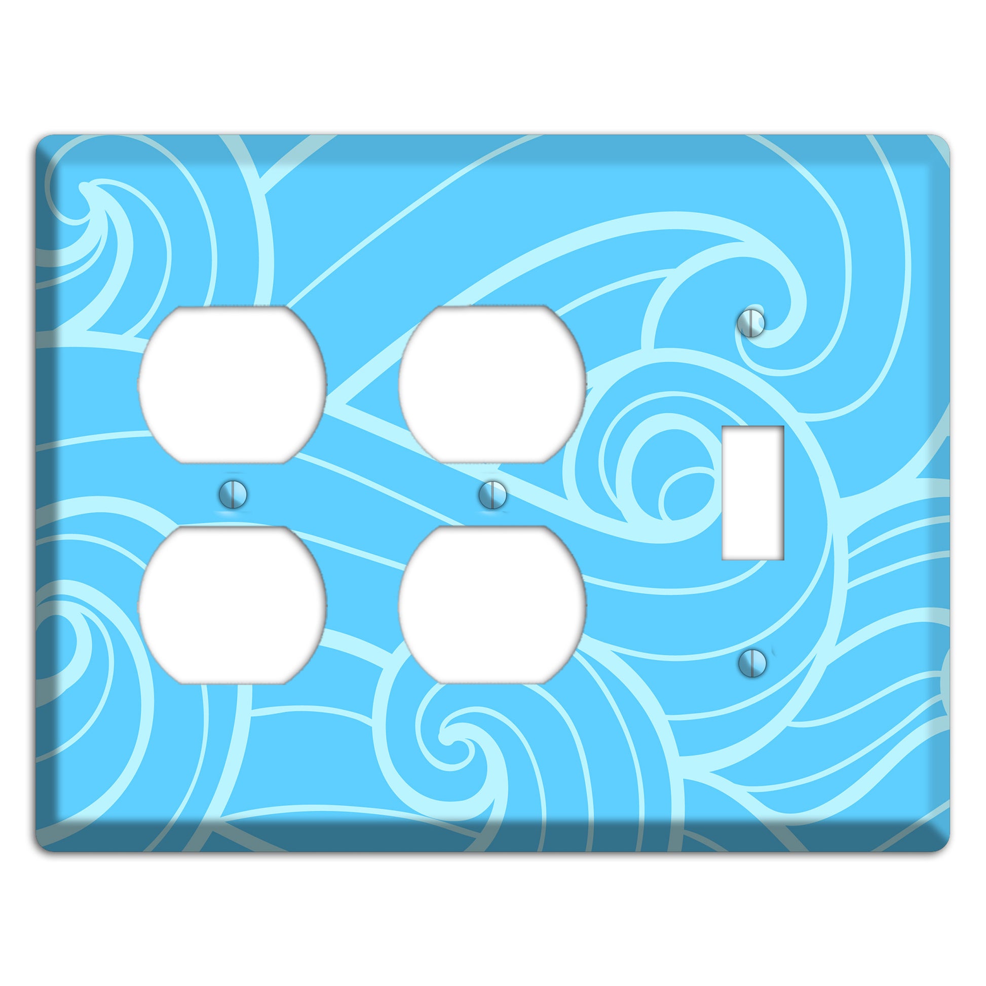 Abstract Curl Blue 2 Duplex / Toggle Wallplate