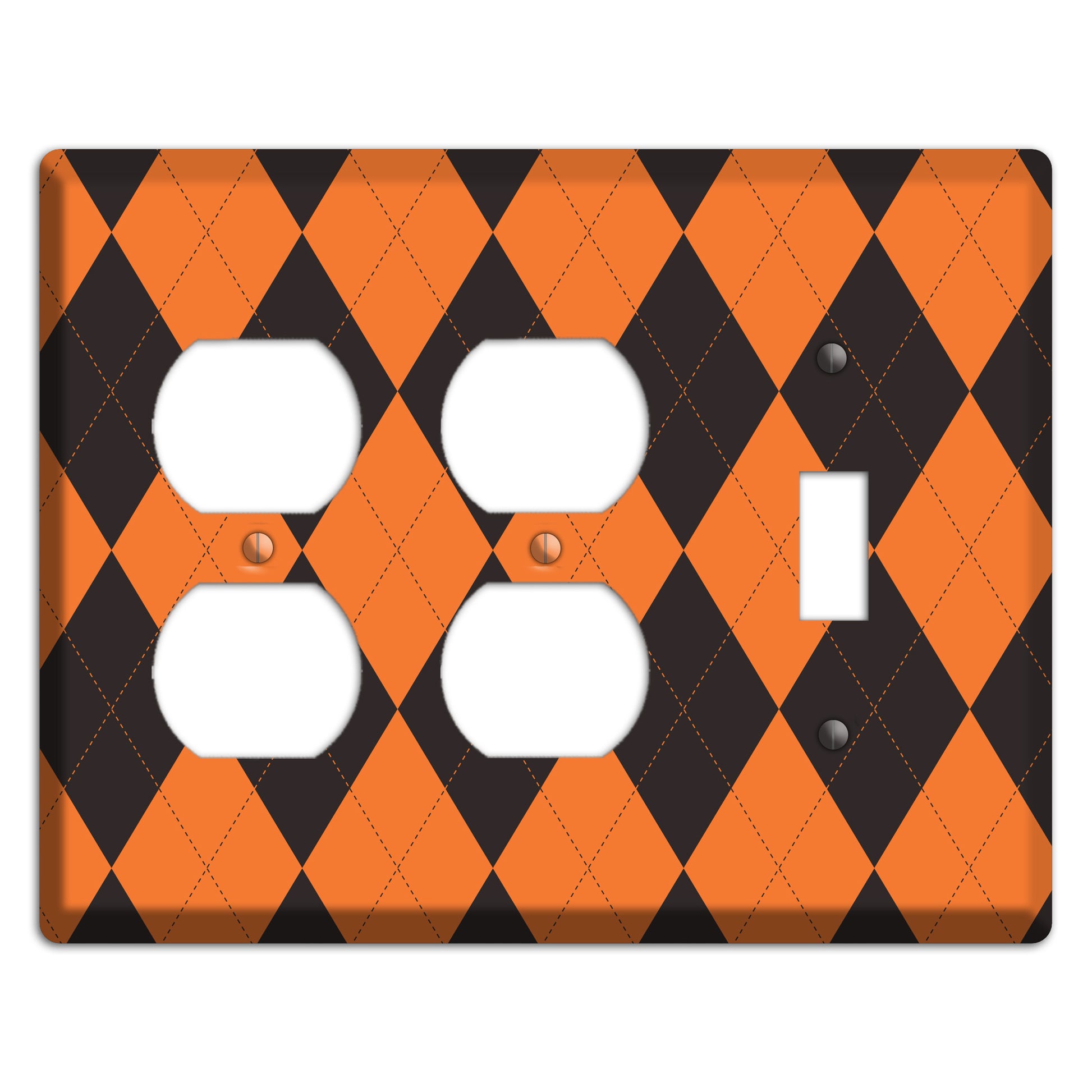 Orange Argyle 2 Duplex / Toggle Wallplate