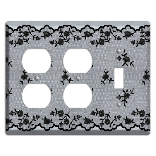 Embroidered Floral Gray 2 Duplex / Toggle Wallplate