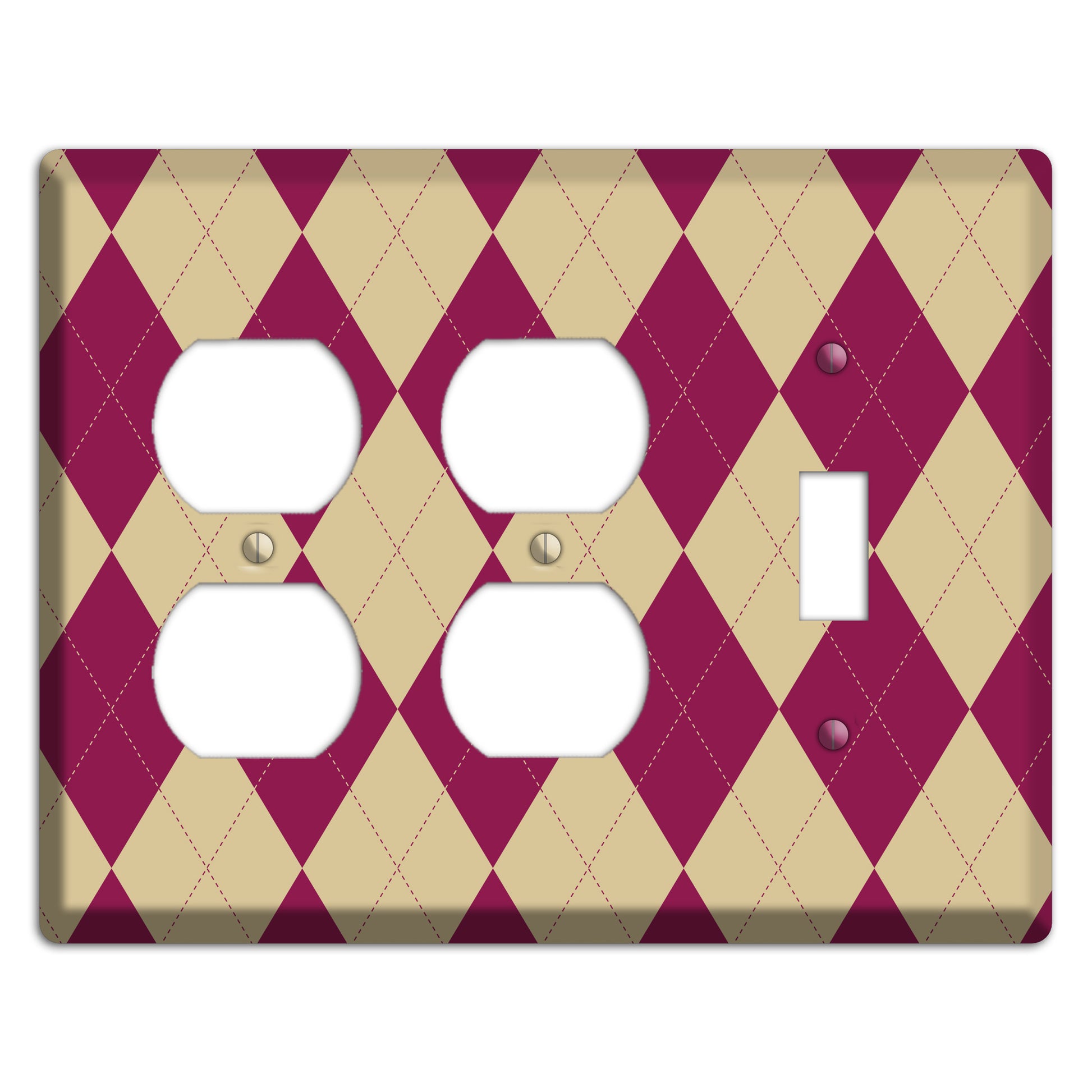 Red and Tan Argyle 2 Duplex / Toggle Wallplate