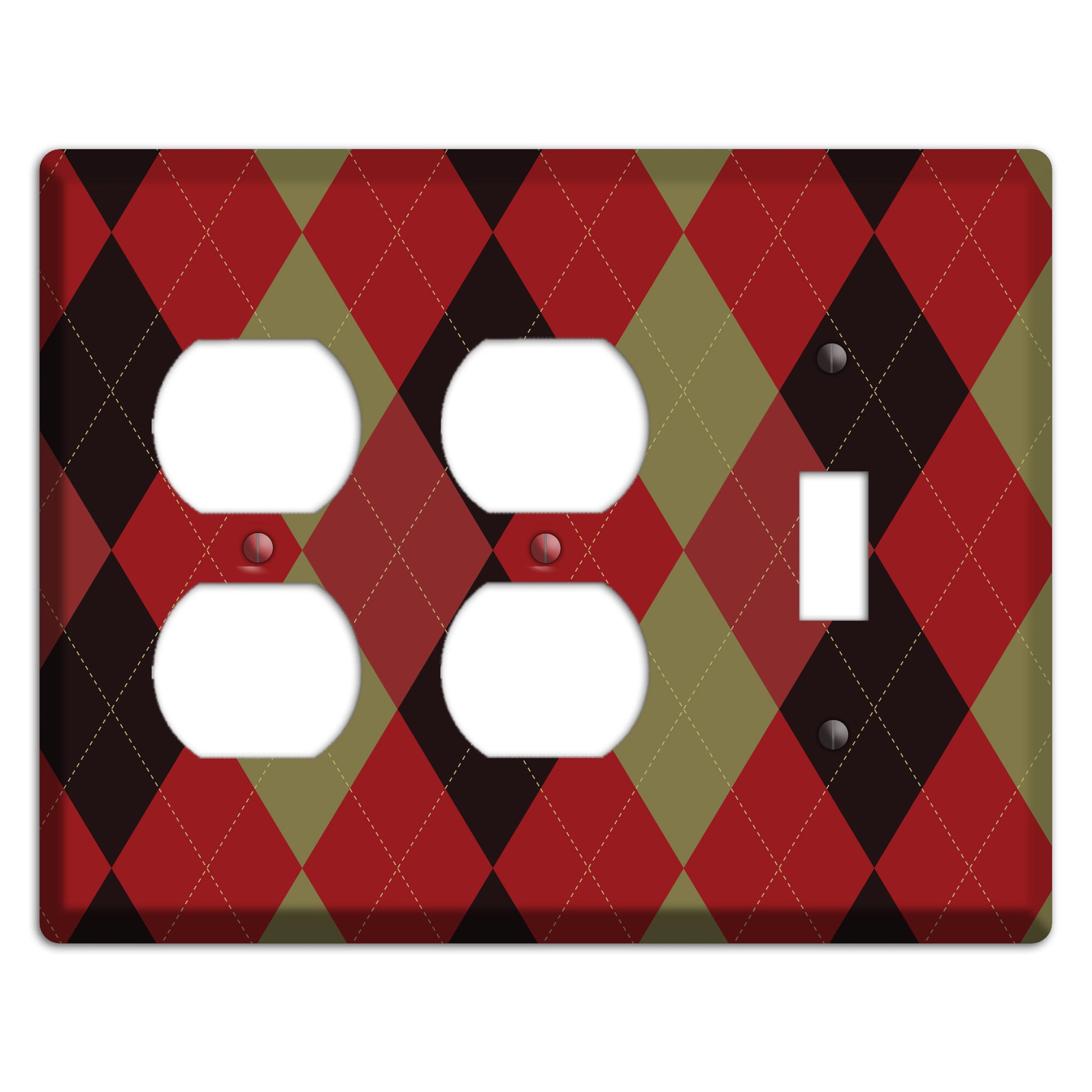 Red Olive Black Argyle 2 Duplex / Toggle Wallplate