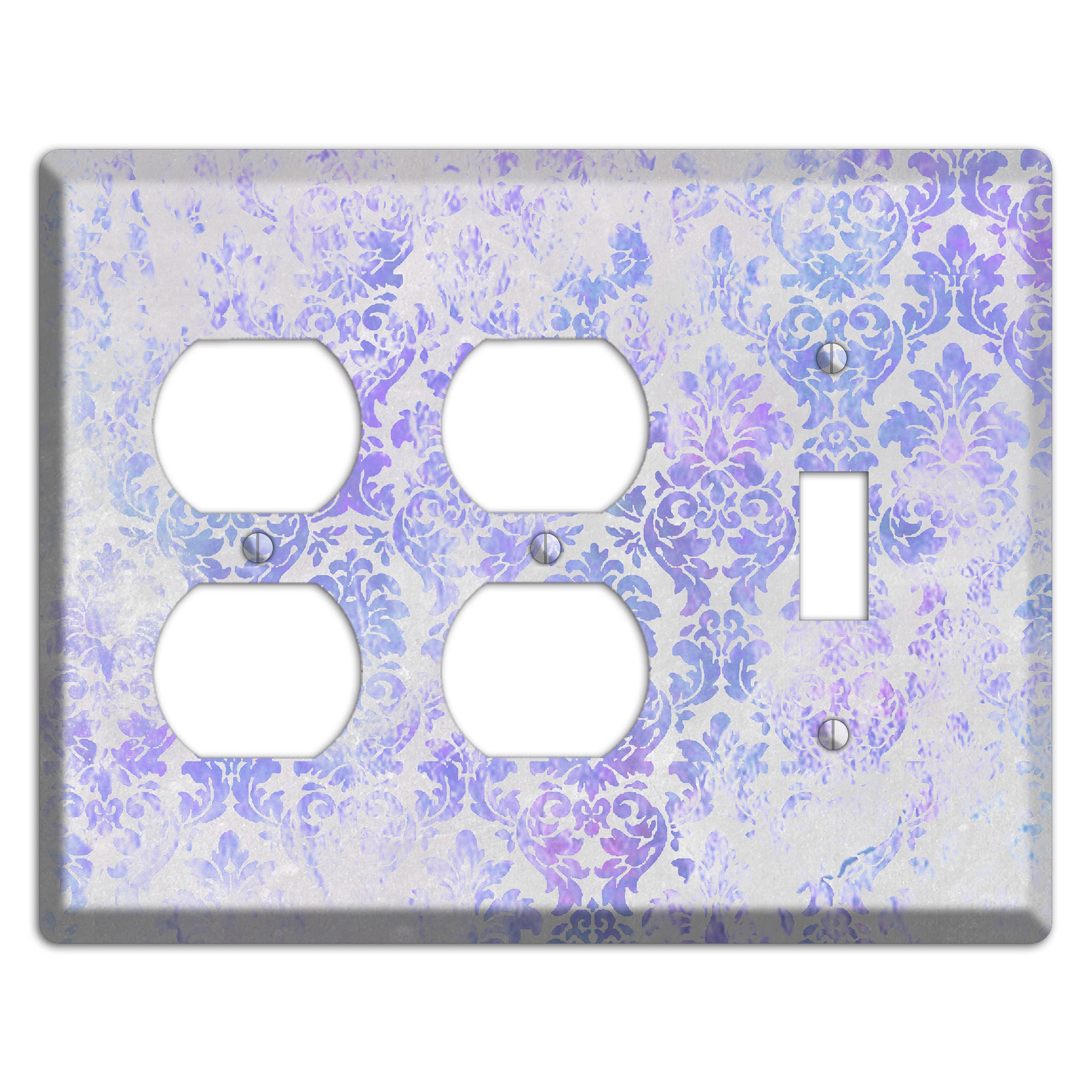 Periwinkle Gray Whimsical Damask 2 Duplex / Toggle Wallplate