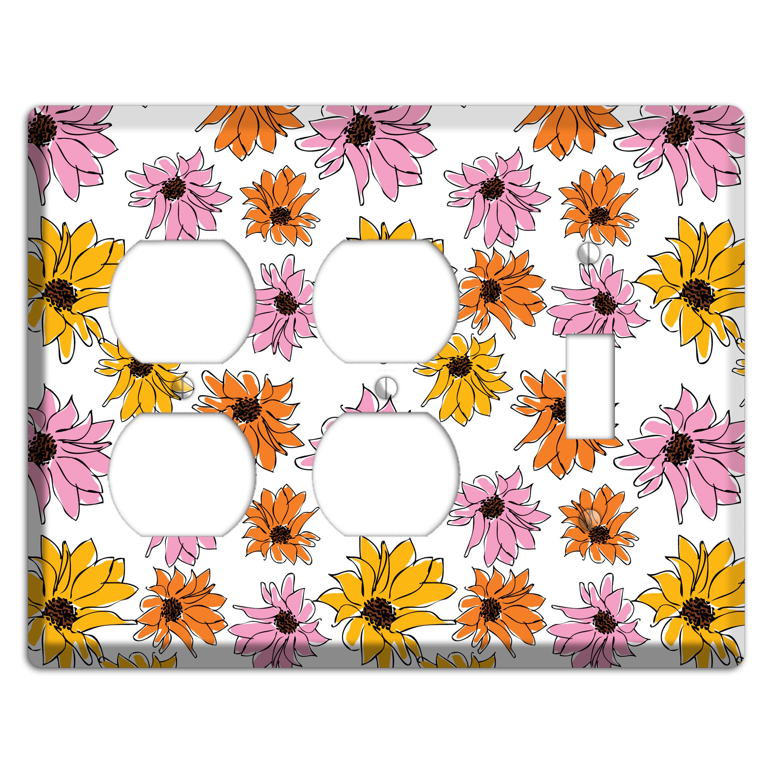 Pink Orange Yellow Flowers 2 Duplex / Toggle Wallplate