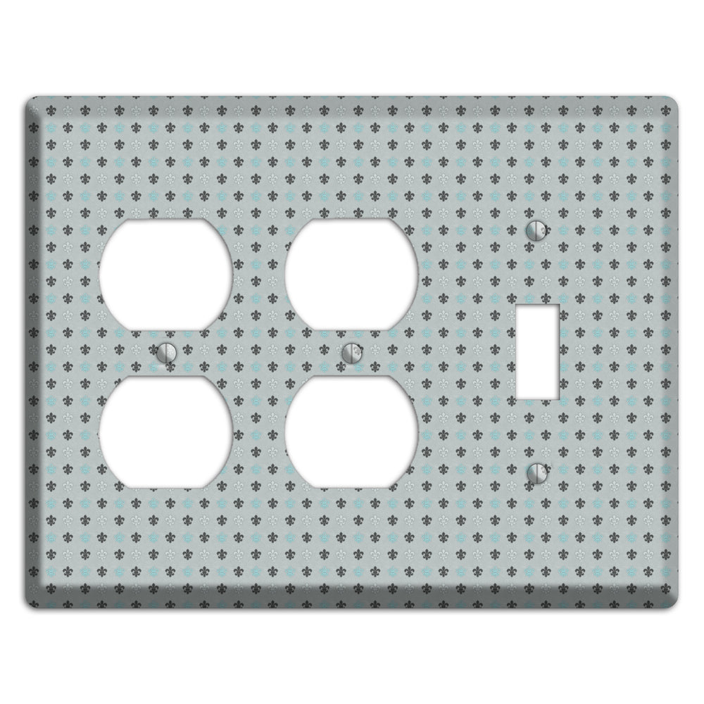 Dusty Blue with Fleur de Lis 2 Duplex / Toggle Wallplate