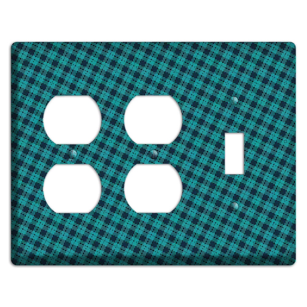 Turquoise Diamond Plaid 2 Duplex / Toggle Wallplate