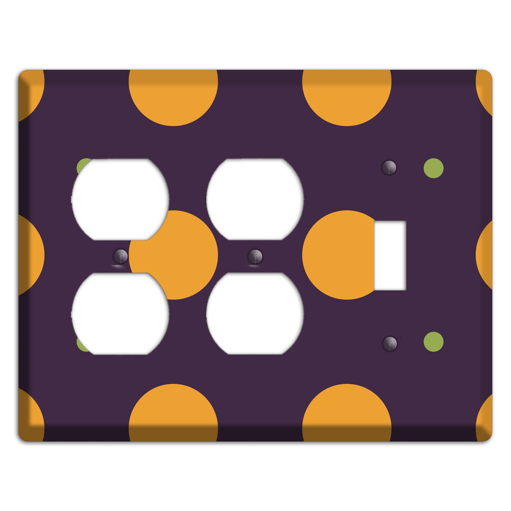 Eggplant with Orange and Lime Multi Tiled Medium Dots 2 Duplex / Toggle Wallplate