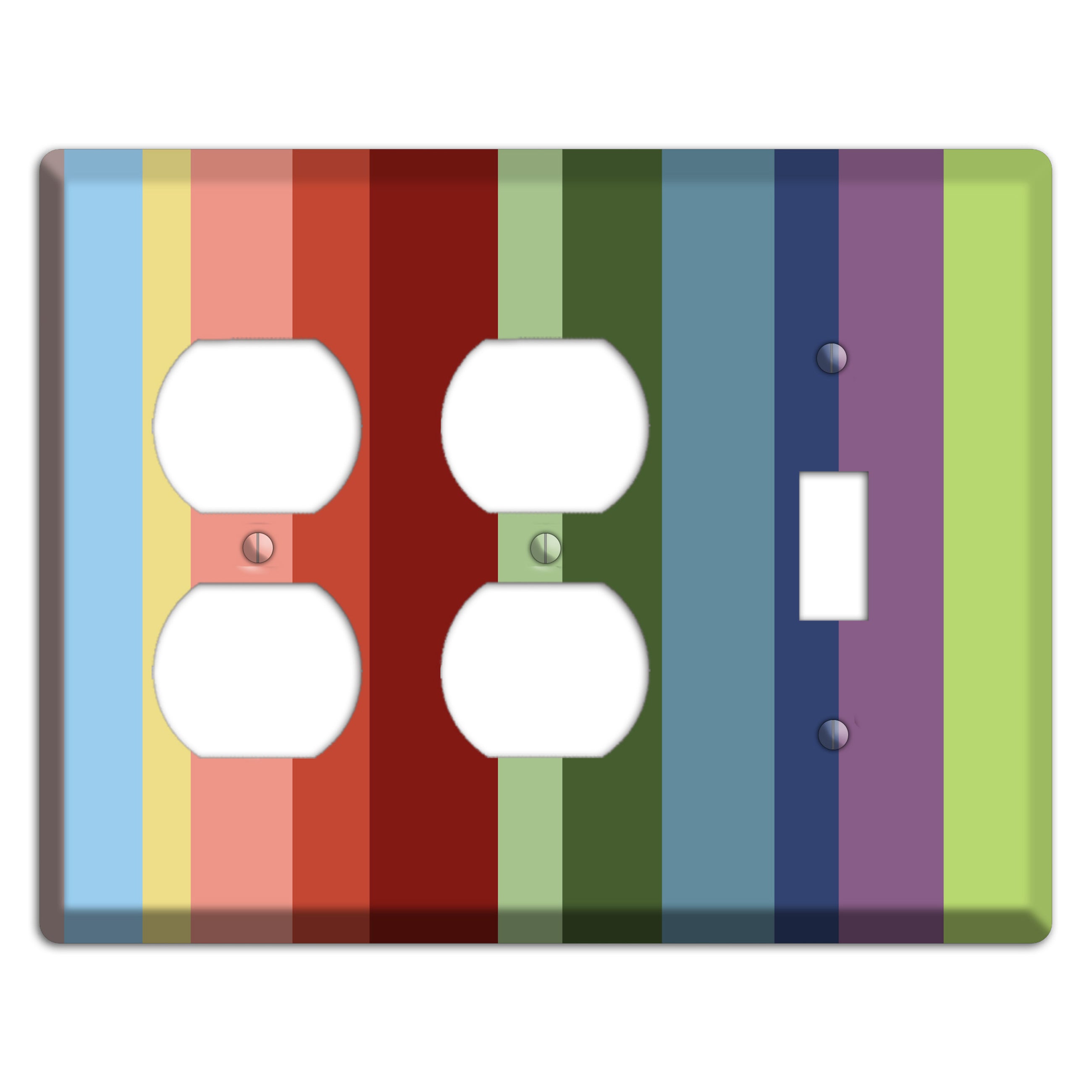 Multi Pastel Vertical Stripe 2 Duplex / Toggle Wallplate