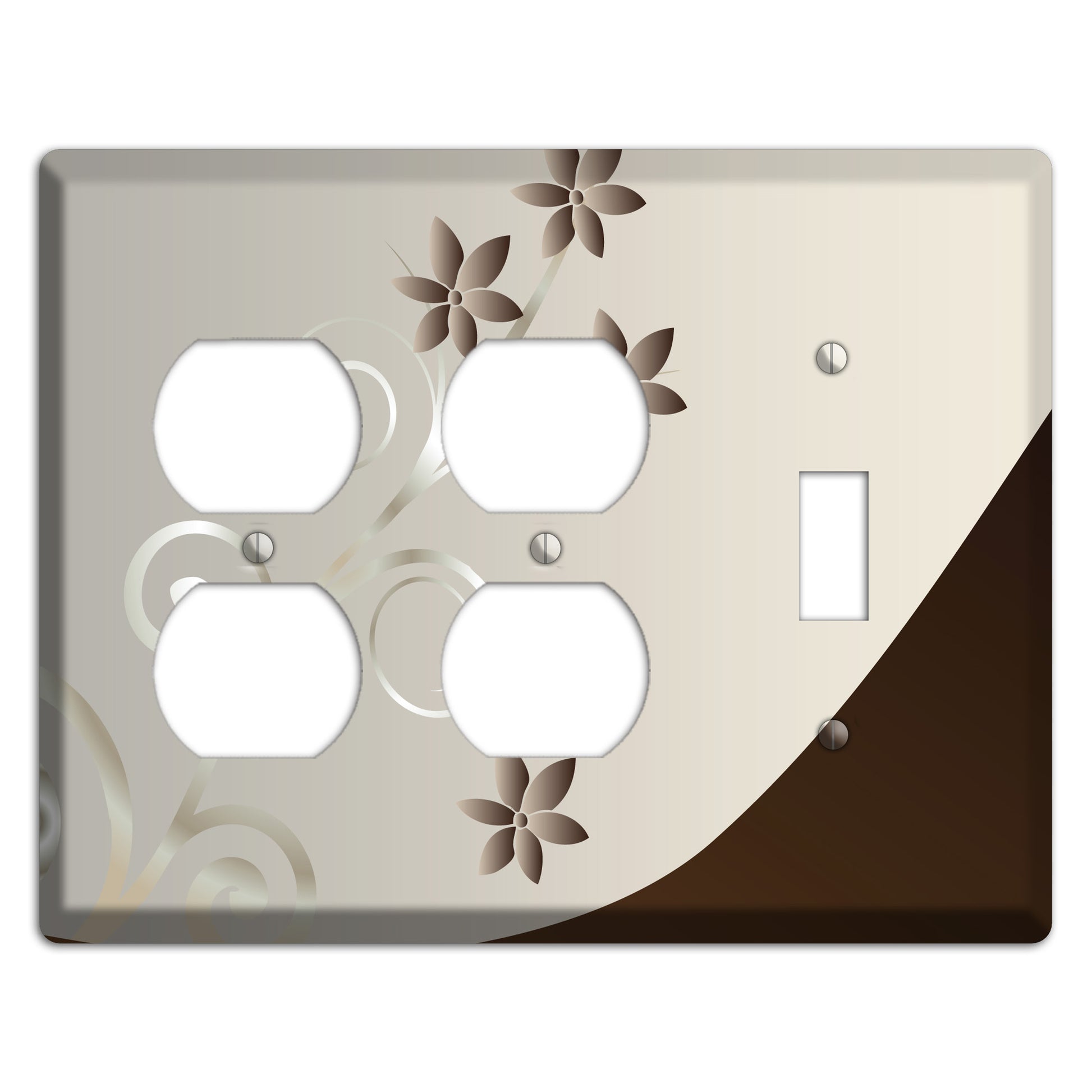 Grey Floral Swirl Sprig 2 Duplex / Toggle Wallplate
