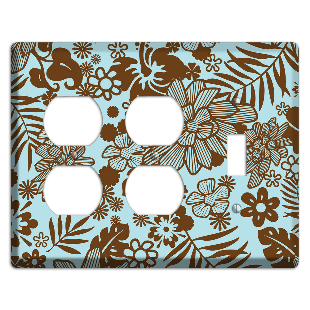 Blue and Brown Tropical 2 Duplex / Toggle Wallplate