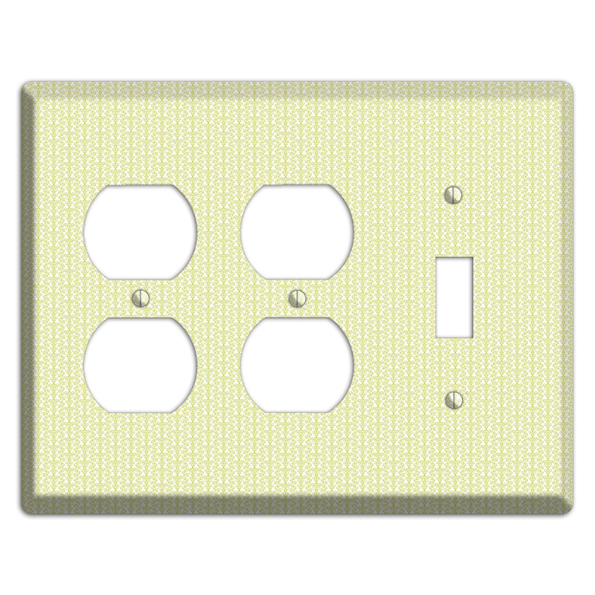Olive Tiny Toile Half Drop 2 Duplex / Toggle Wallplate