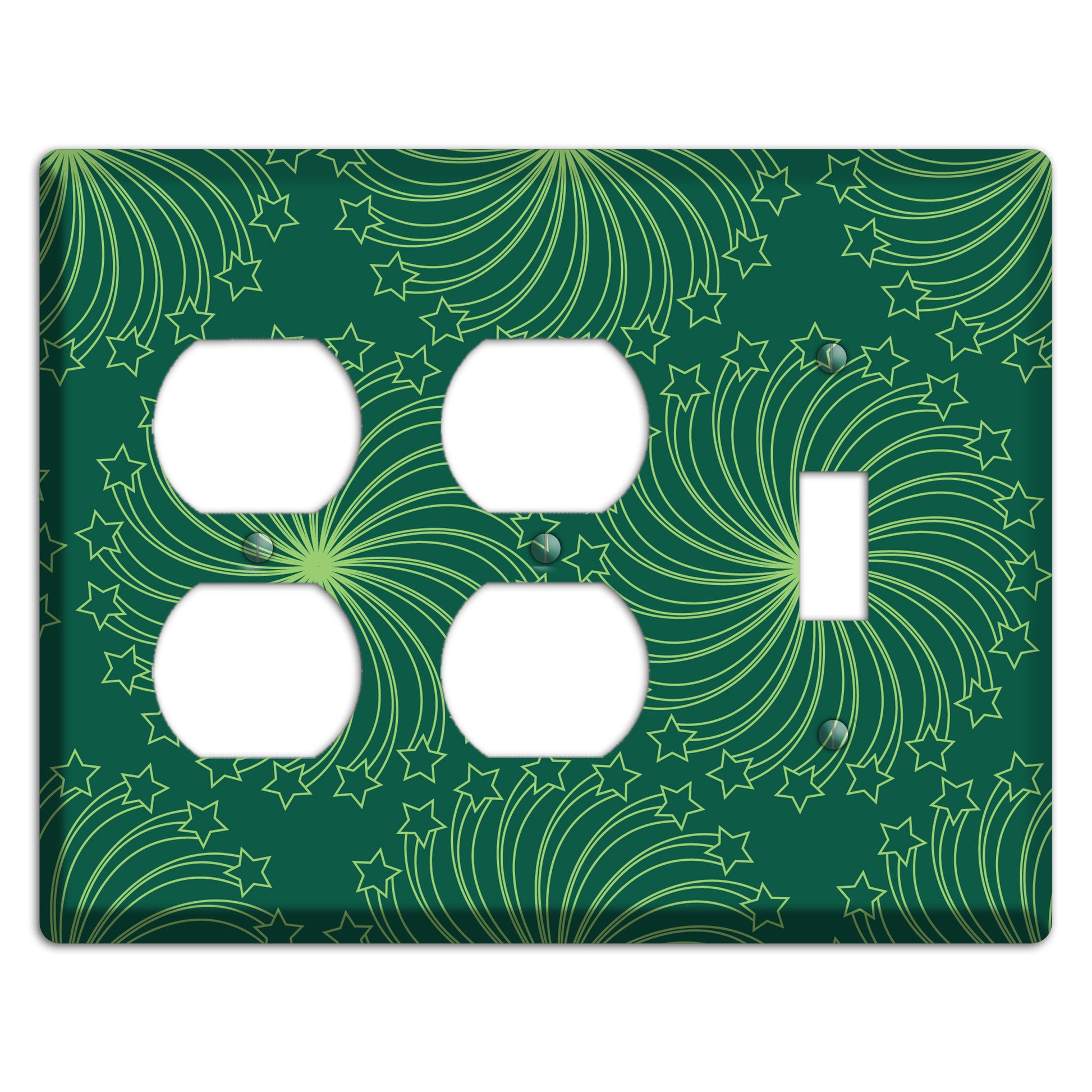 Multi Green Star Swirl 2 Duplex / Toggle Wallplate