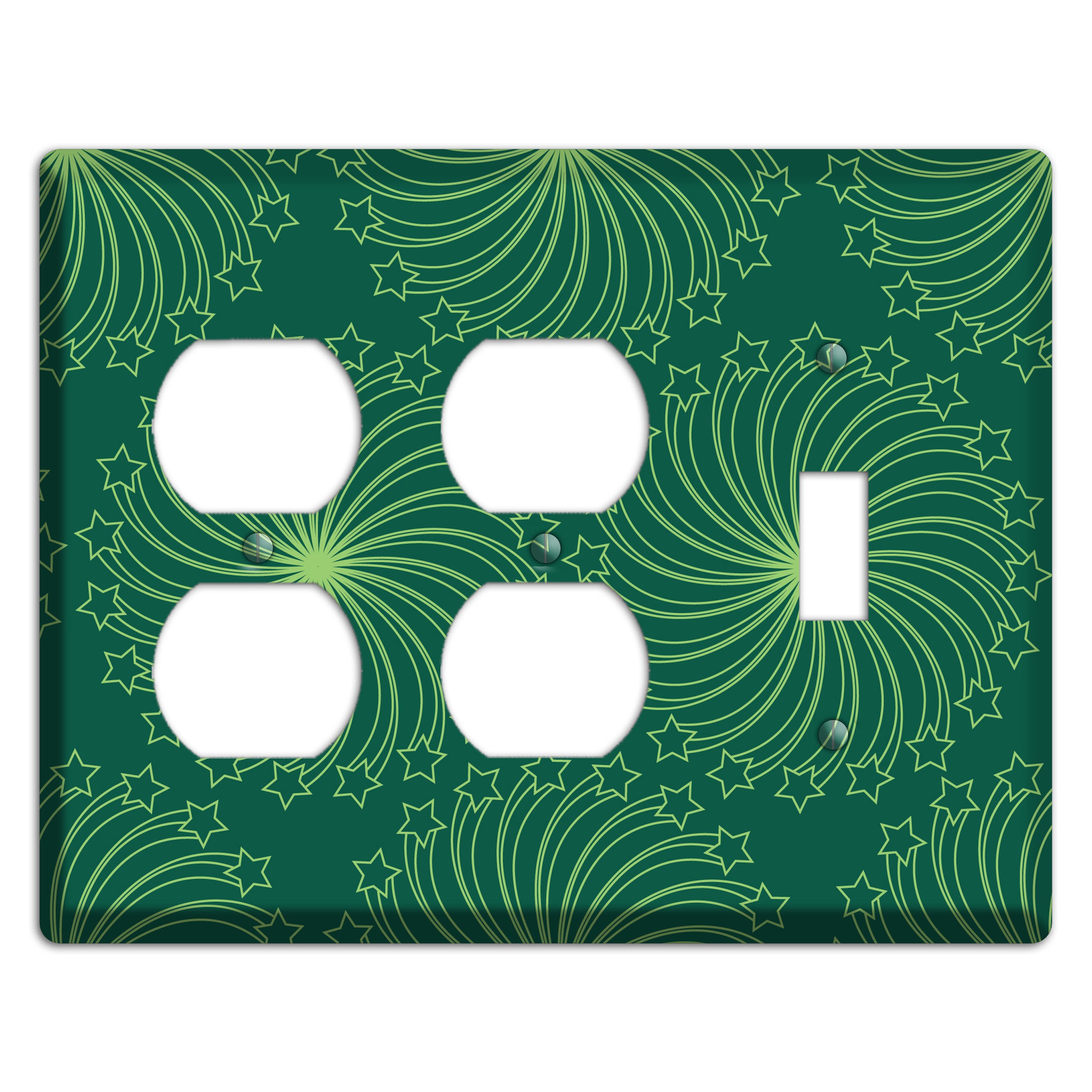 Multi Green Star Swirl 2 Duplex / Toggle Wallplate
