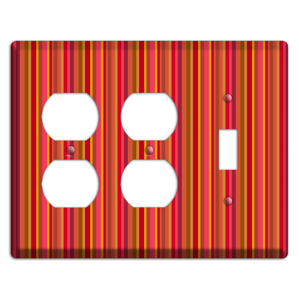 Multi Red Vertical Stripes 2 Duplex / Toggle Wallplate