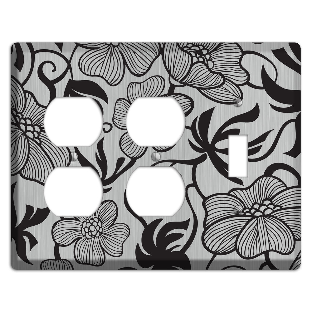 Stainless Steel with Black Tropical 2 Duplex / Toggle Wallplate