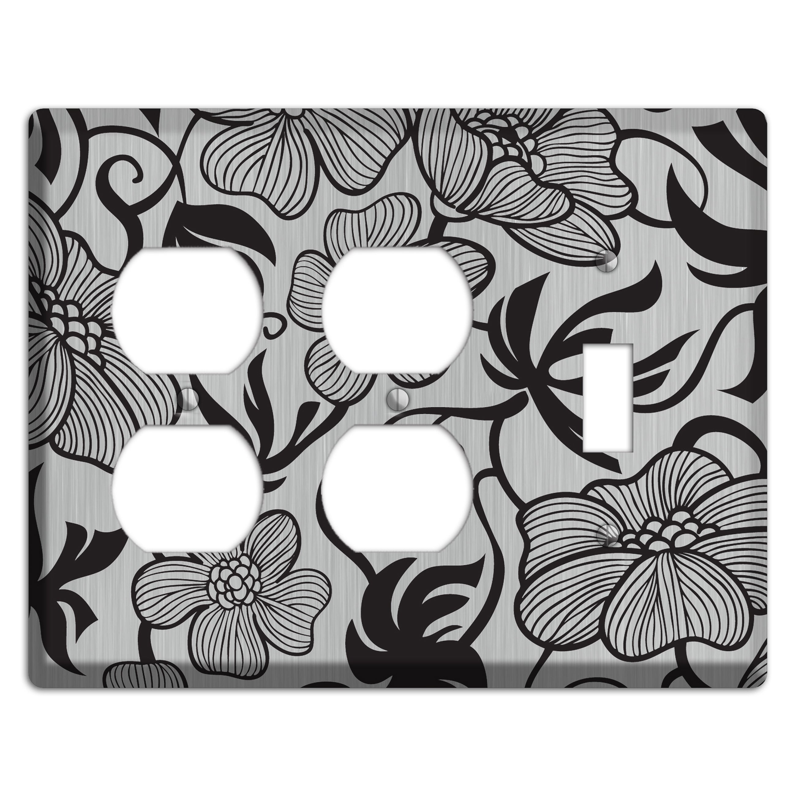 Stainless with Black Tropical 2 Duplex / Toggle Wallplate