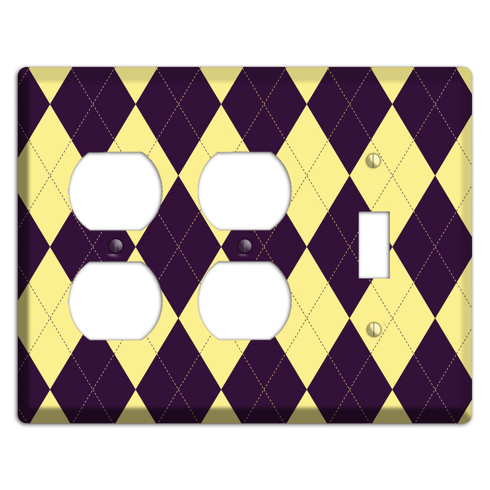 Yellow and Black Argyle 2 Duplex / Toggle Wallplate