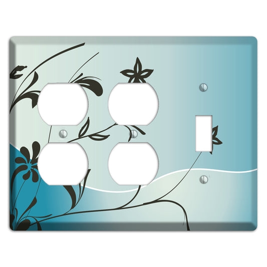 Blue-grey Floral Sprig 2 Duplex / Toggle Wallplate