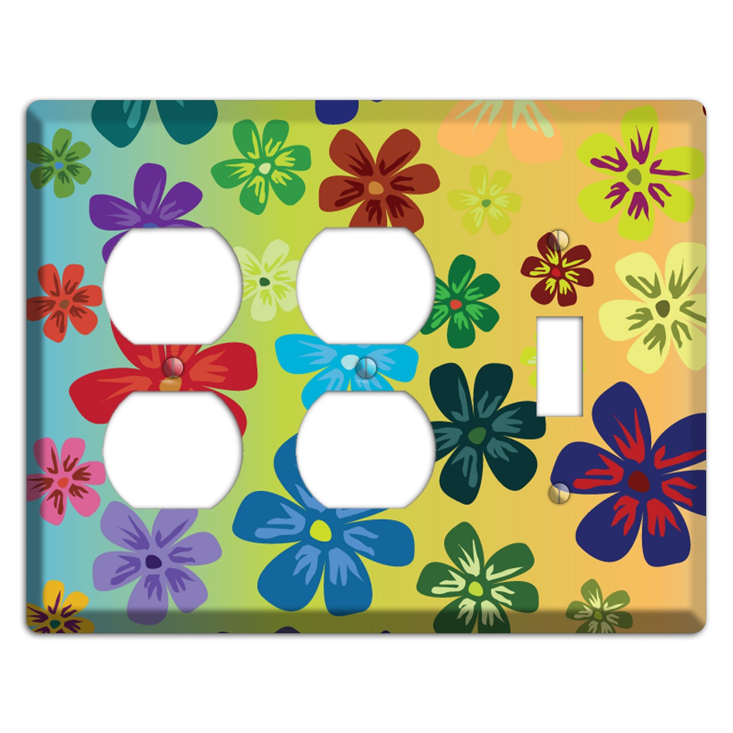Blue to yellow Flowers 2 Duplex / Toggle Wallplate