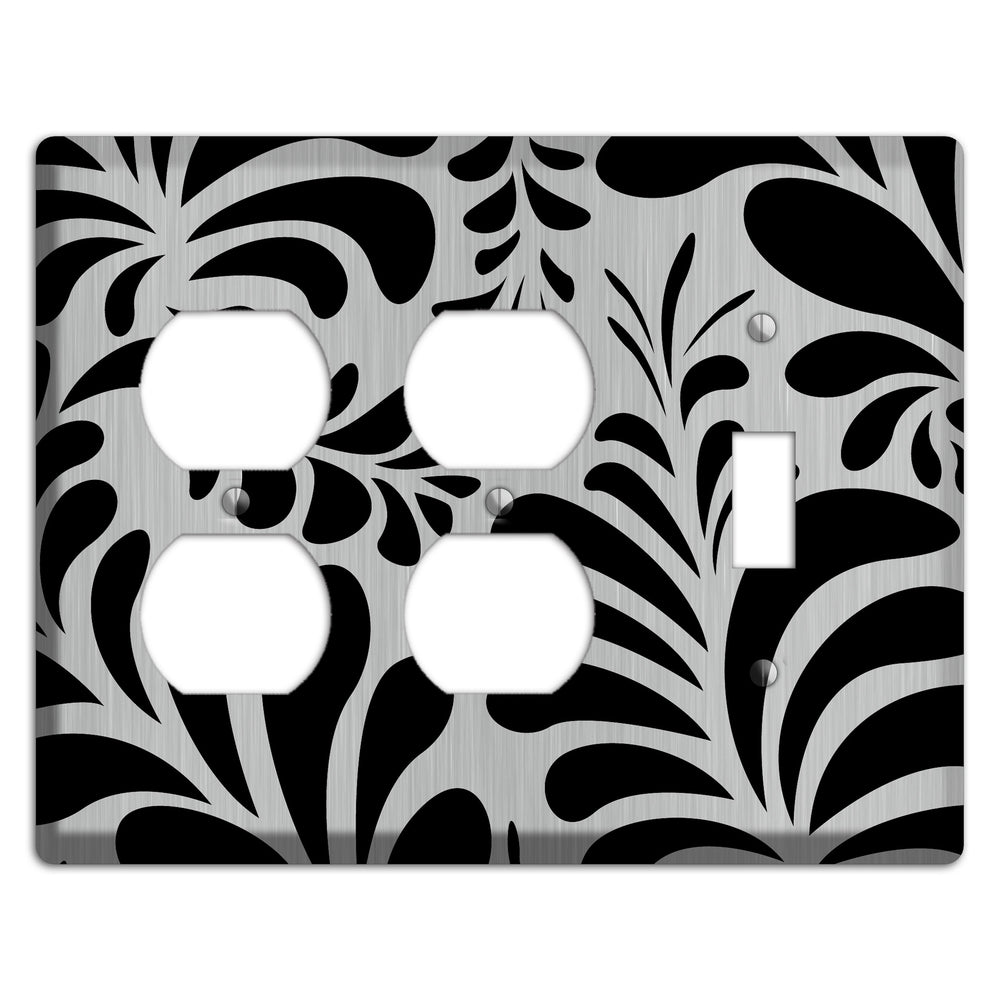 Black Herati Stainless Steel 2 Duplex / Toggle Wallplate