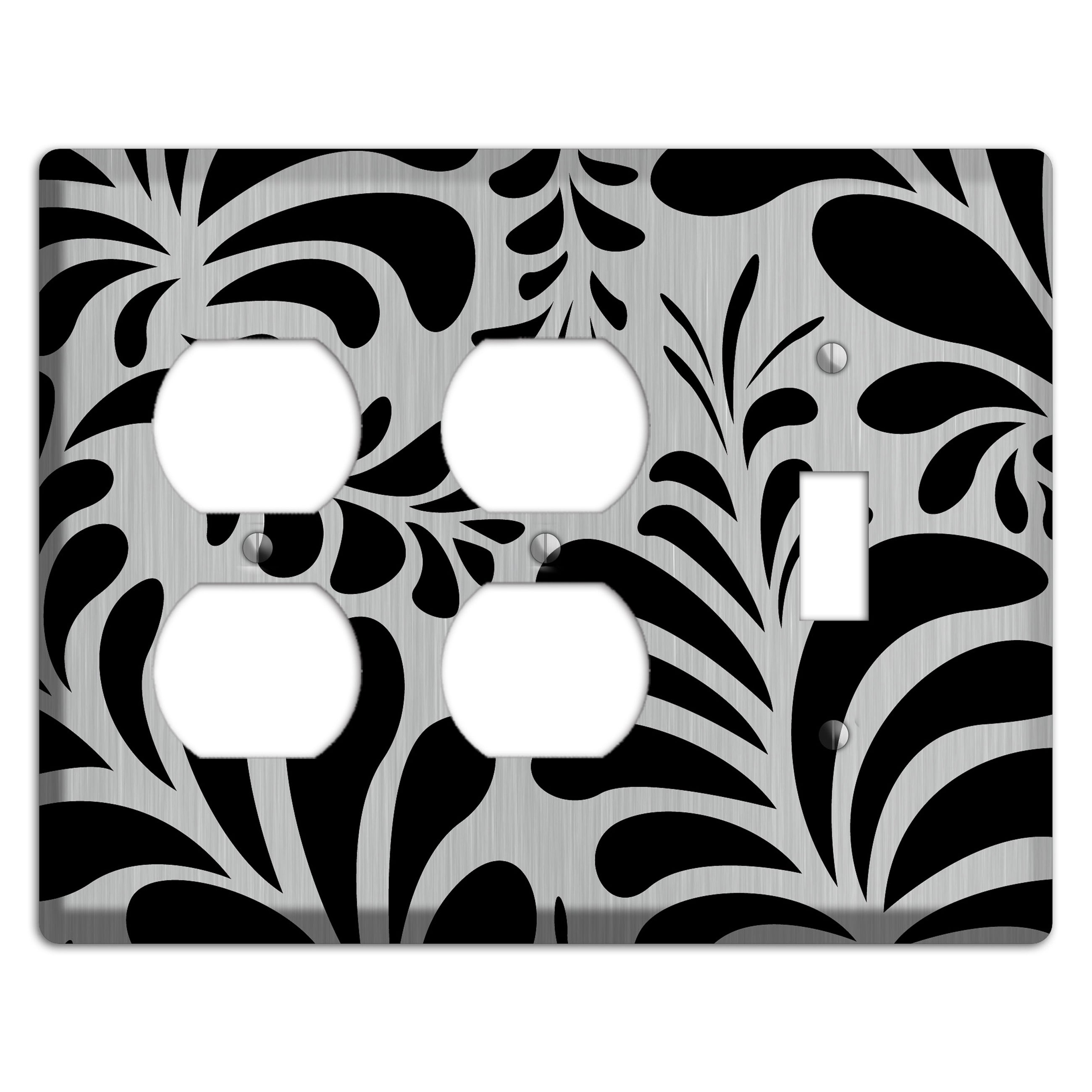 Black Herati  Stainless 2 Duplex / Toggle Wallplate