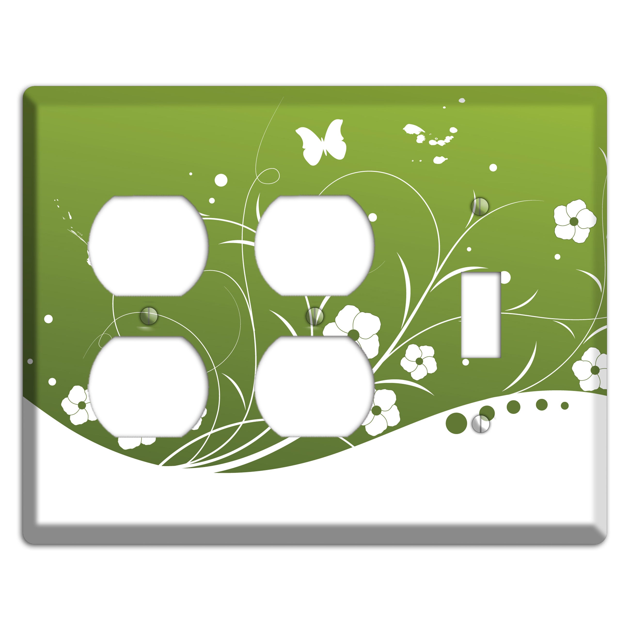 Green Floral Sprig 2 Duplex / Toggle Wallplate