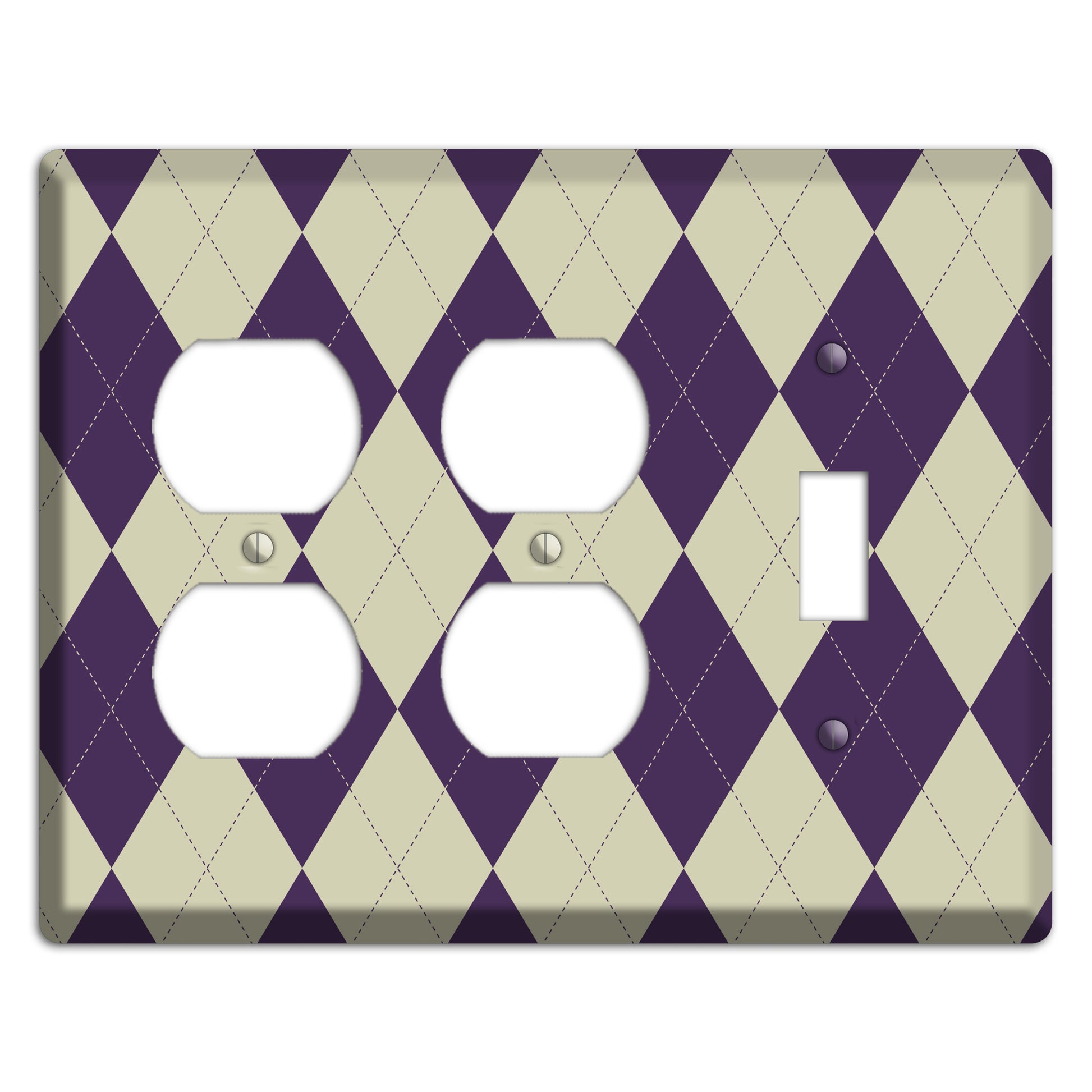 Purple and Tan Argyle 2 Duplex / Toggle Wallplate